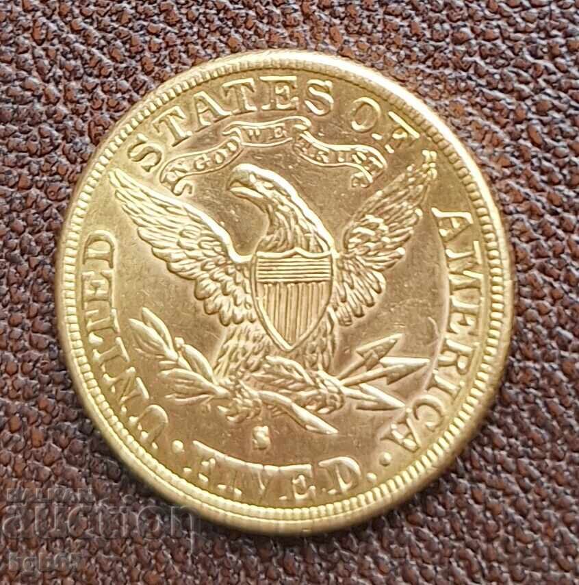 Auction  5 dollars 1886 USA gold