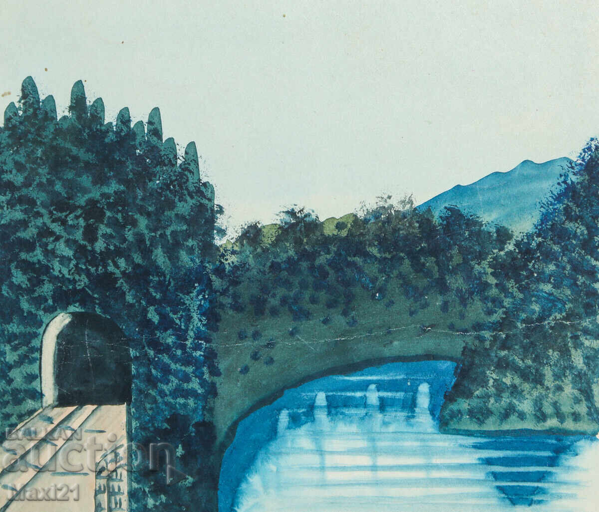 Delivery of Landscape old watercolor painting Iskar Gorge