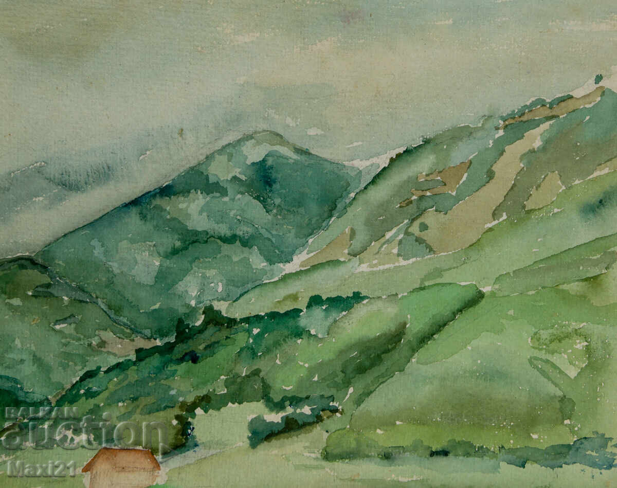 Landscape old watercolor painting 1961 - 6