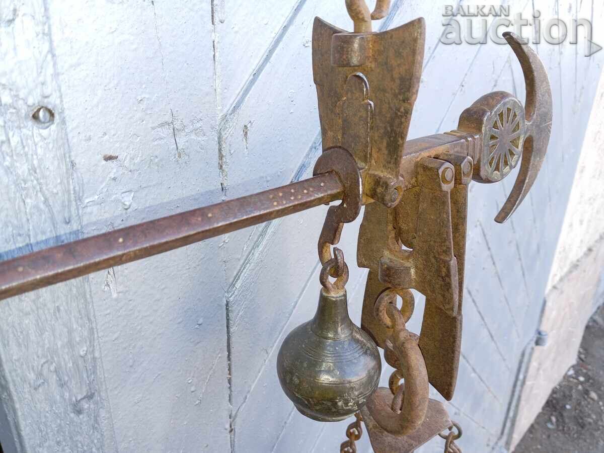 αντίκα οθωμανική ζυγαριά με ζυγαριά μαχαιριού από σφυρήλατο σίδερο oki - 7