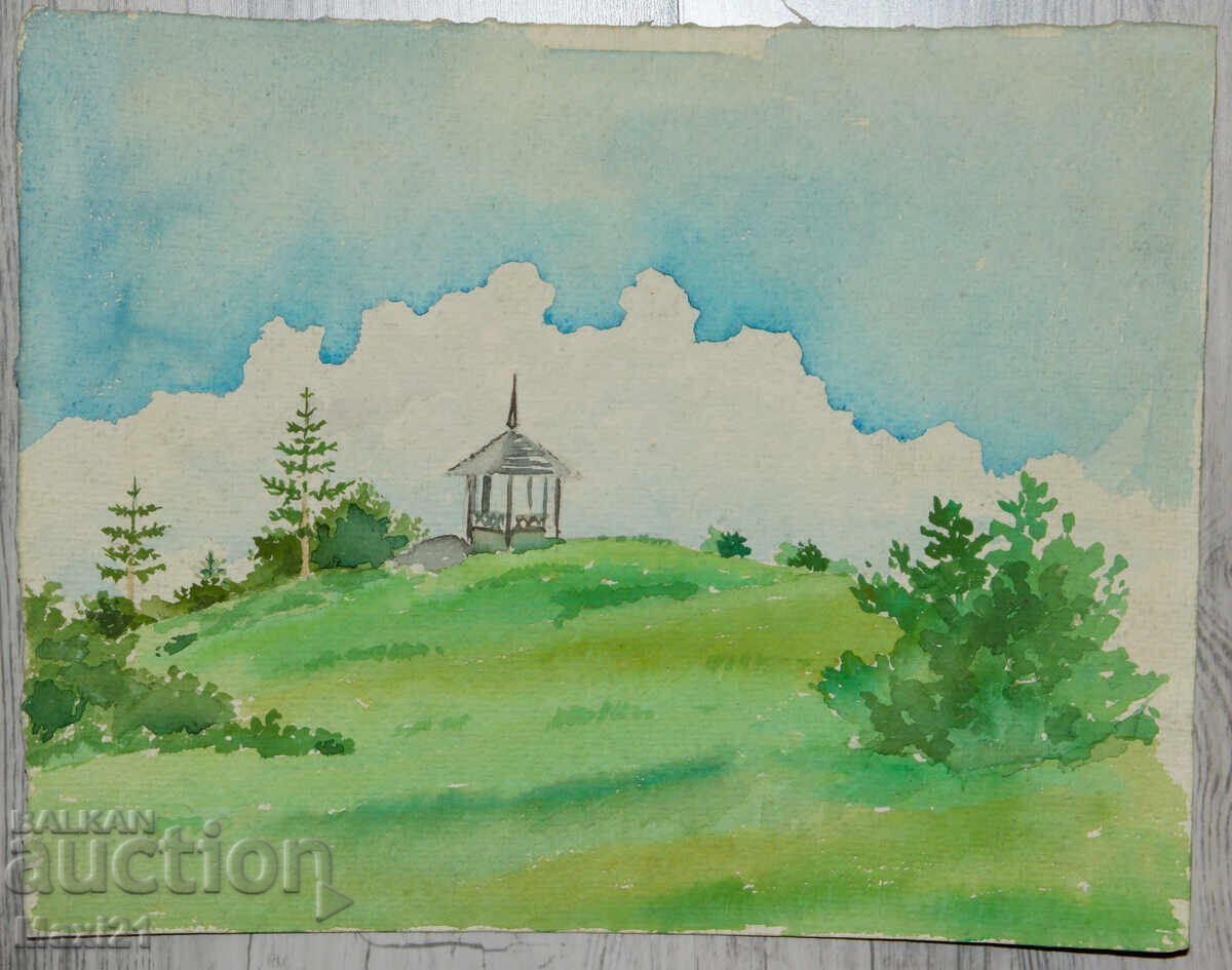 Δημοπρασία Παλιός πίνακας ακουαρέλα τοπίο Δημοπρασία Παλιός πίνακας ακουαρέλα τοπίο