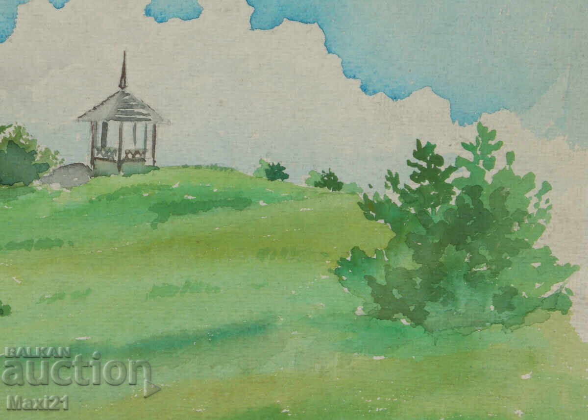 Παλιός πίνακας ακουαρέλα τοπίο - 5 Παλιός πίνακας ακουαρέλα τοπίο - 5