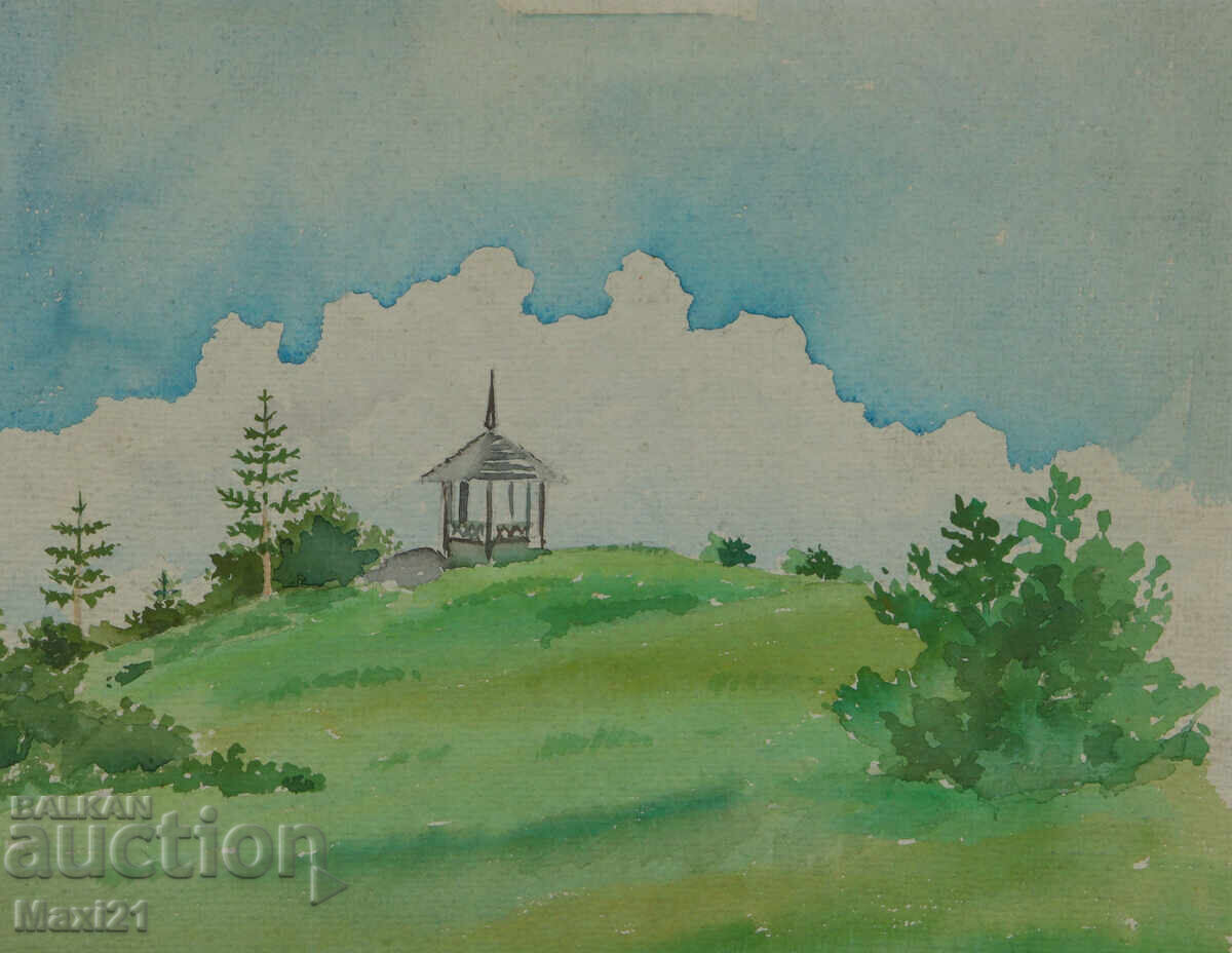 Παλιός πίνακας ακουαρέλα τοπίο Παλιός πίνακας ακουαρέλα τοπίο