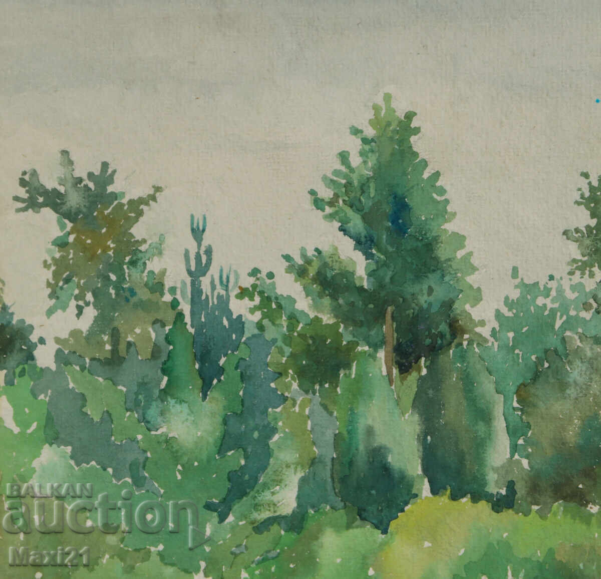 Livrarea Pictură veche acuarelă peisaj natural