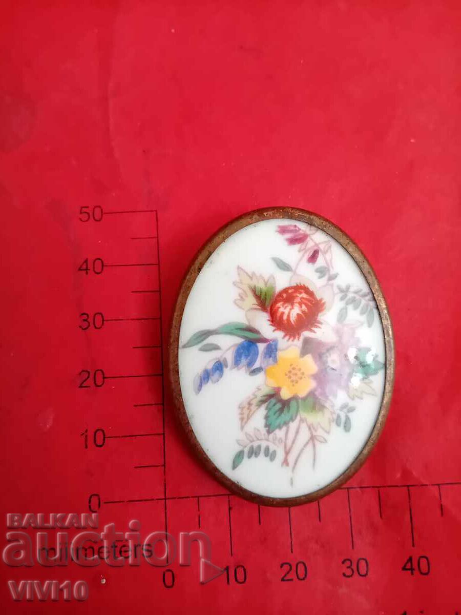 Antique brooch, porcelain, England