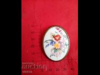 Antique brooch, porcelain, England