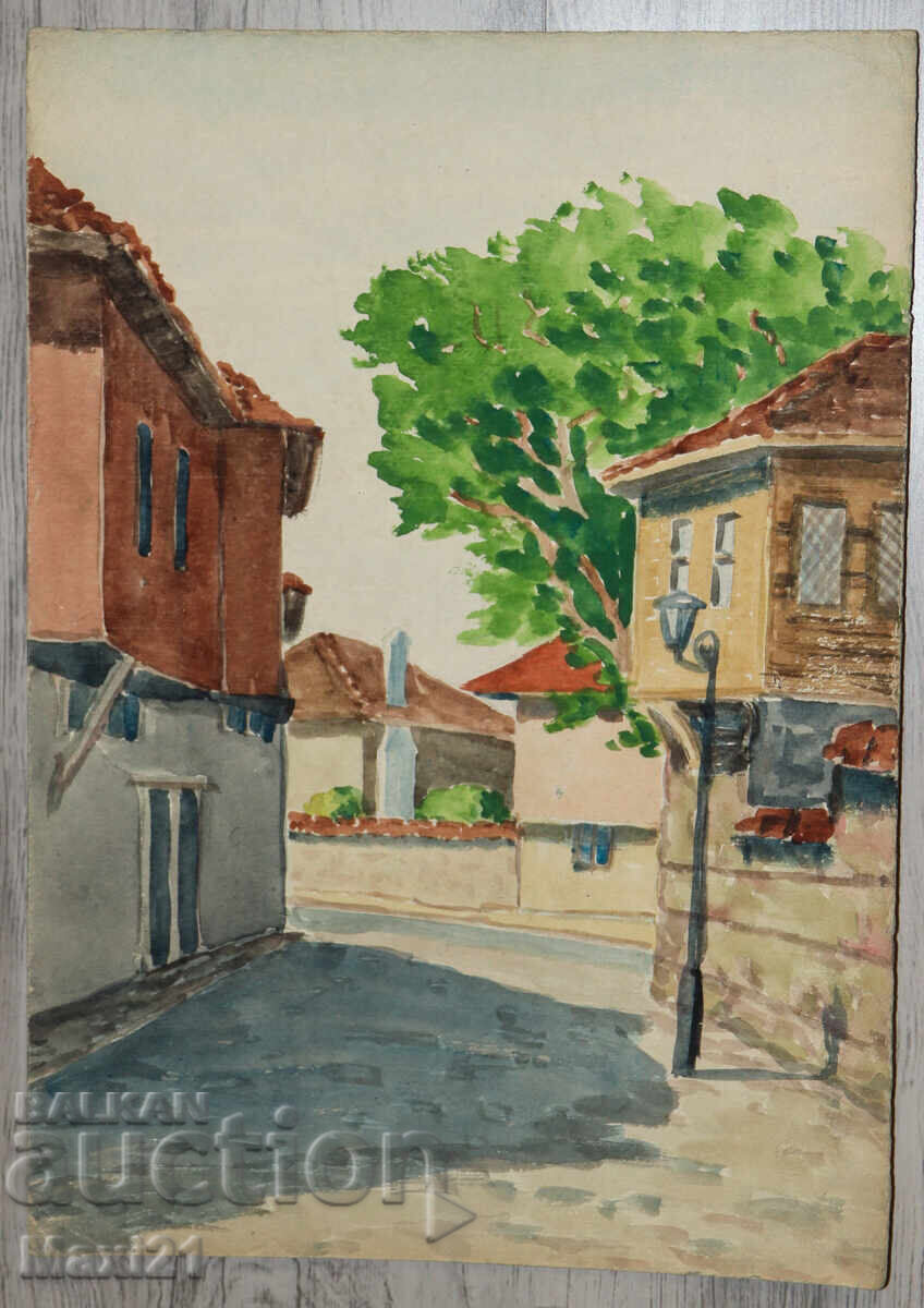 Landscape old painting watercolor cityscape with price 180.00 BGN | € 92.03