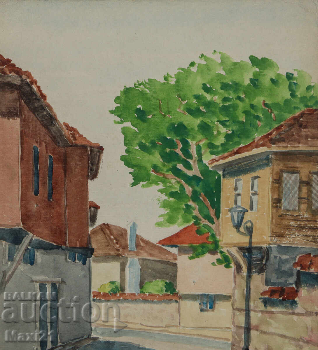 Delivery of Landscape old painting watercolor cityscape