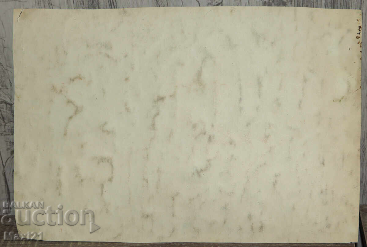 Old painting, cityscape with houses, tempera paints - 7