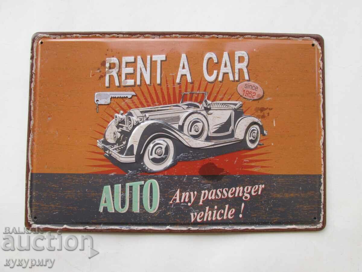 Laminated Metal Sign Rent A Car Car Rent A Car