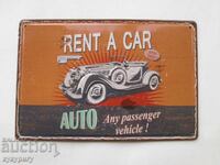 Laminated Metal Sign Rent A Car Car Rent A Car