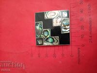 Antique brooch, clip, enamel, mother-of-pearl