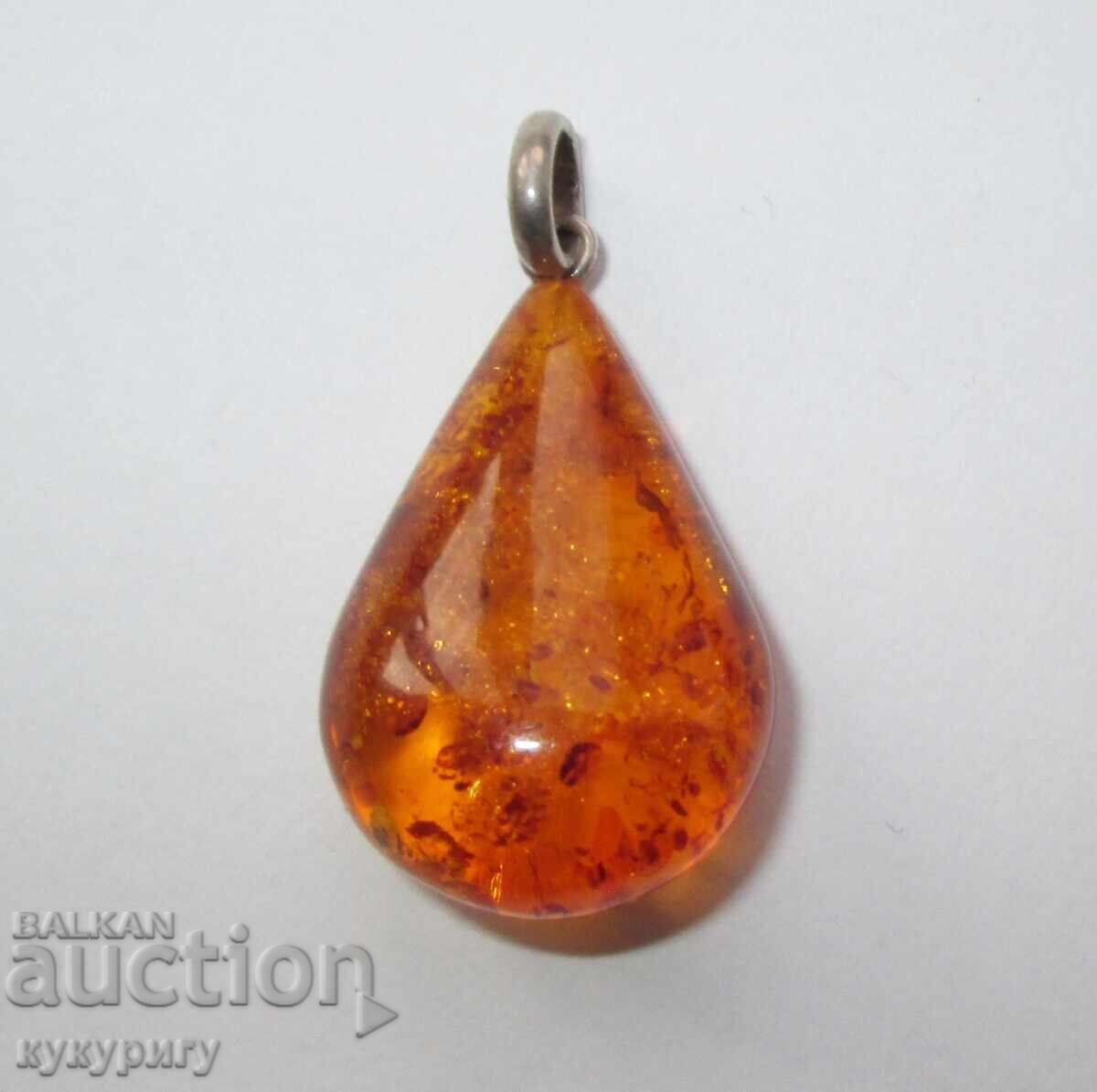 Pandantiv de chihlimbar în formă de picătură, frumos, din chihlimbar natural Pandantiv de chihlimbar în formă de picătură, frumos, din chihlimbar natural