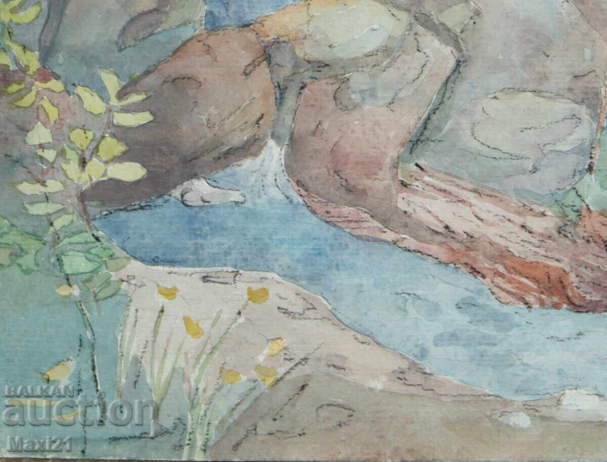 Watercolor landscape painting waterfall - 5 Watercolor landscape painting waterfall - 5