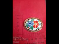 Broșă veche, porțelan, s.i.s.c.o