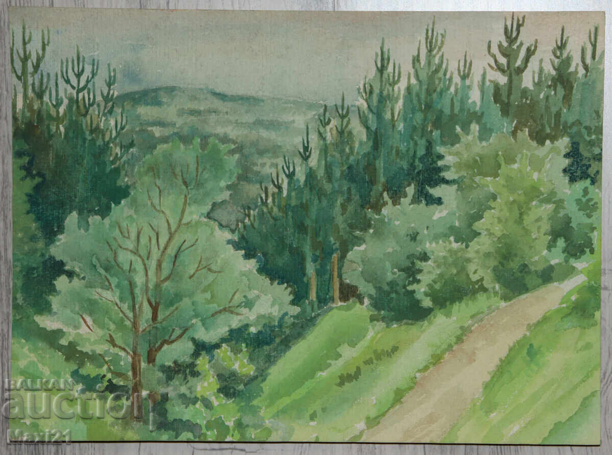 Παλιός πίνακας ακουαρέλας φυσικού τοπίου με τιμή 180.00 BGN | € 92.03