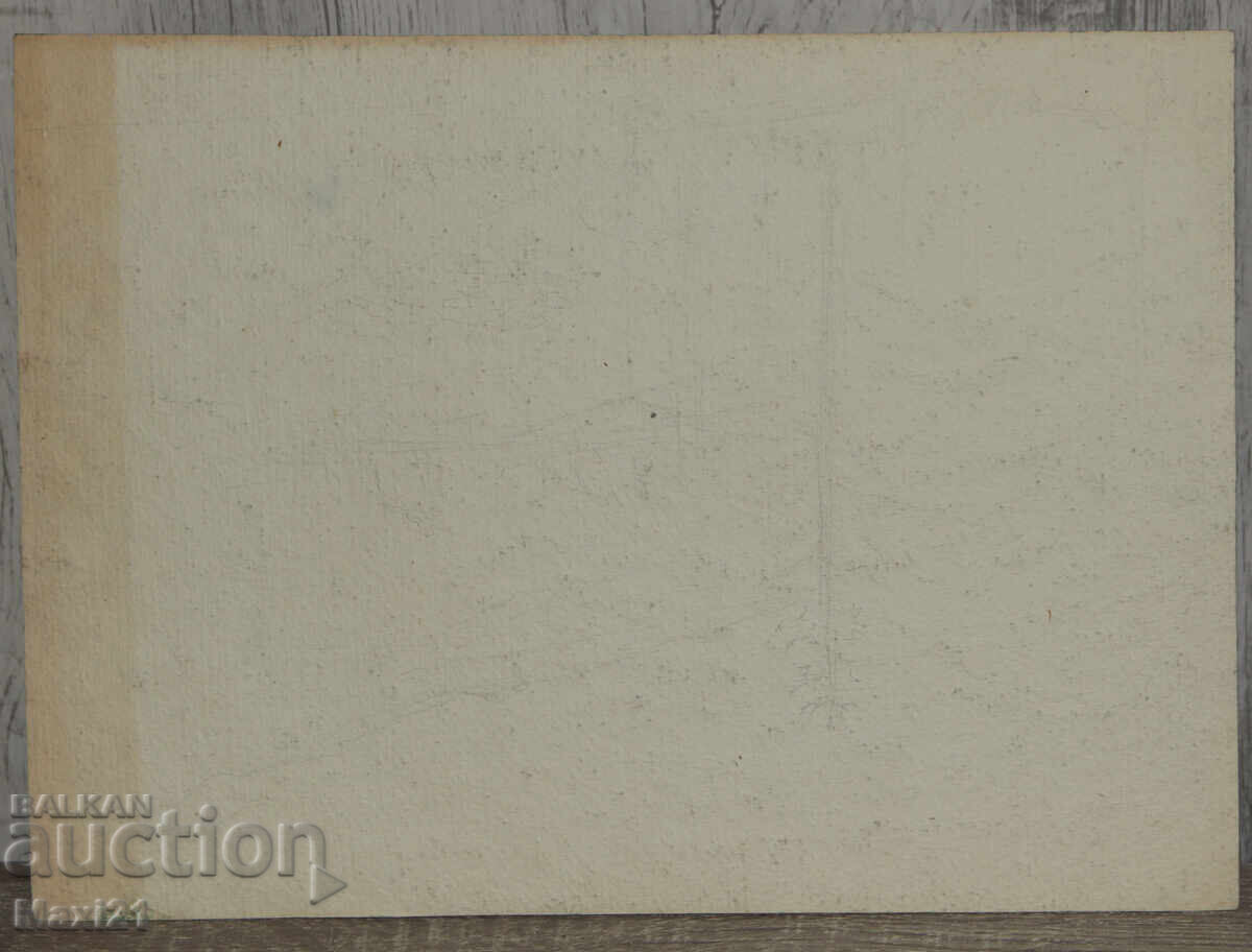 Παλιός πίνακας ακουαρέλας φυσικού τοπίου - 7