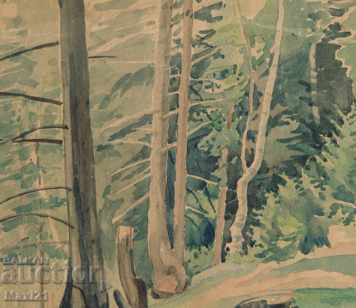 Delivery of Old watercolor painting, natural landscape Delivery of Old watercolor painting, natural landscape