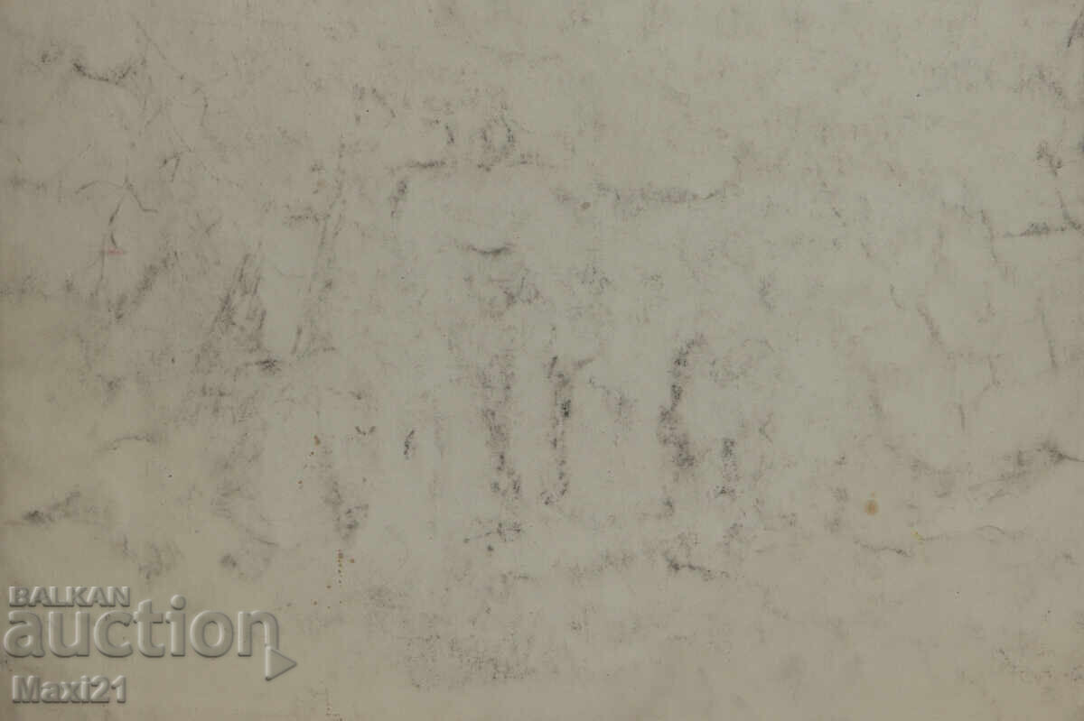 Стара картина молив пастел военна сцена - 7