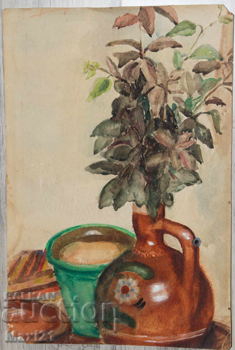 Tablou vechi acuarelă natură statică cu preț 200.00 BGN | € 102.26