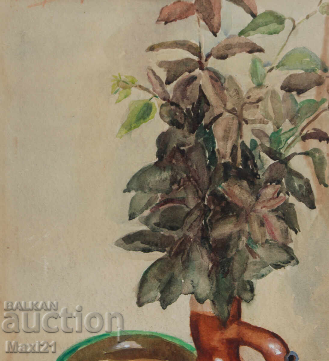 Livrarea Tablou vechi acuarelă natură statică