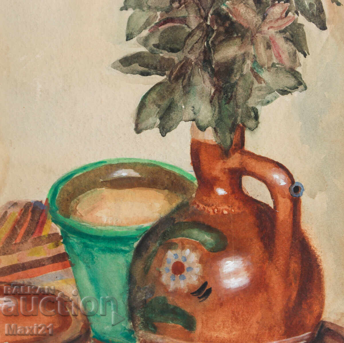 Tablou vechi acuarelă natură statică - 5