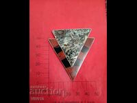 Broșă veche, clips, sidef, email