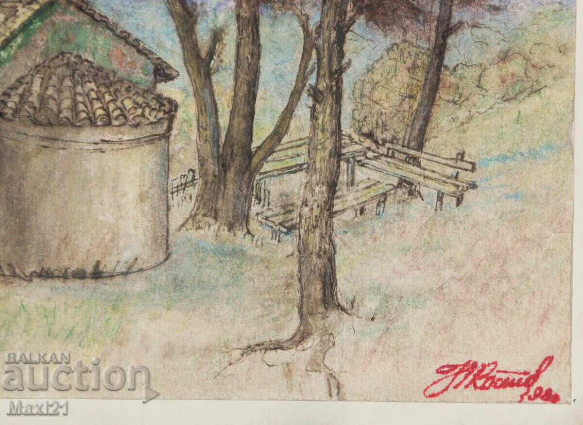 Old landscape watercolor painting of St. Marina Monastery, Sozopol - 6