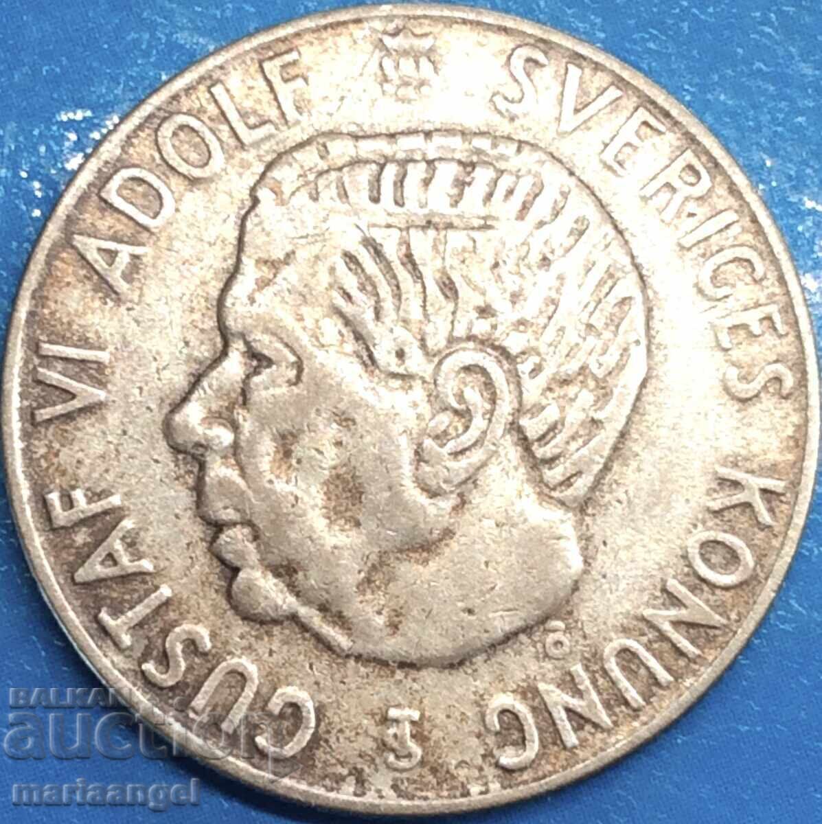 Auction Sweden 1 Krone 1954 25mm Silver Gustav VI Adolf Patina Auction Sweden 1 Krone 1954 25mm Silver Gustav VI Adolf Patina