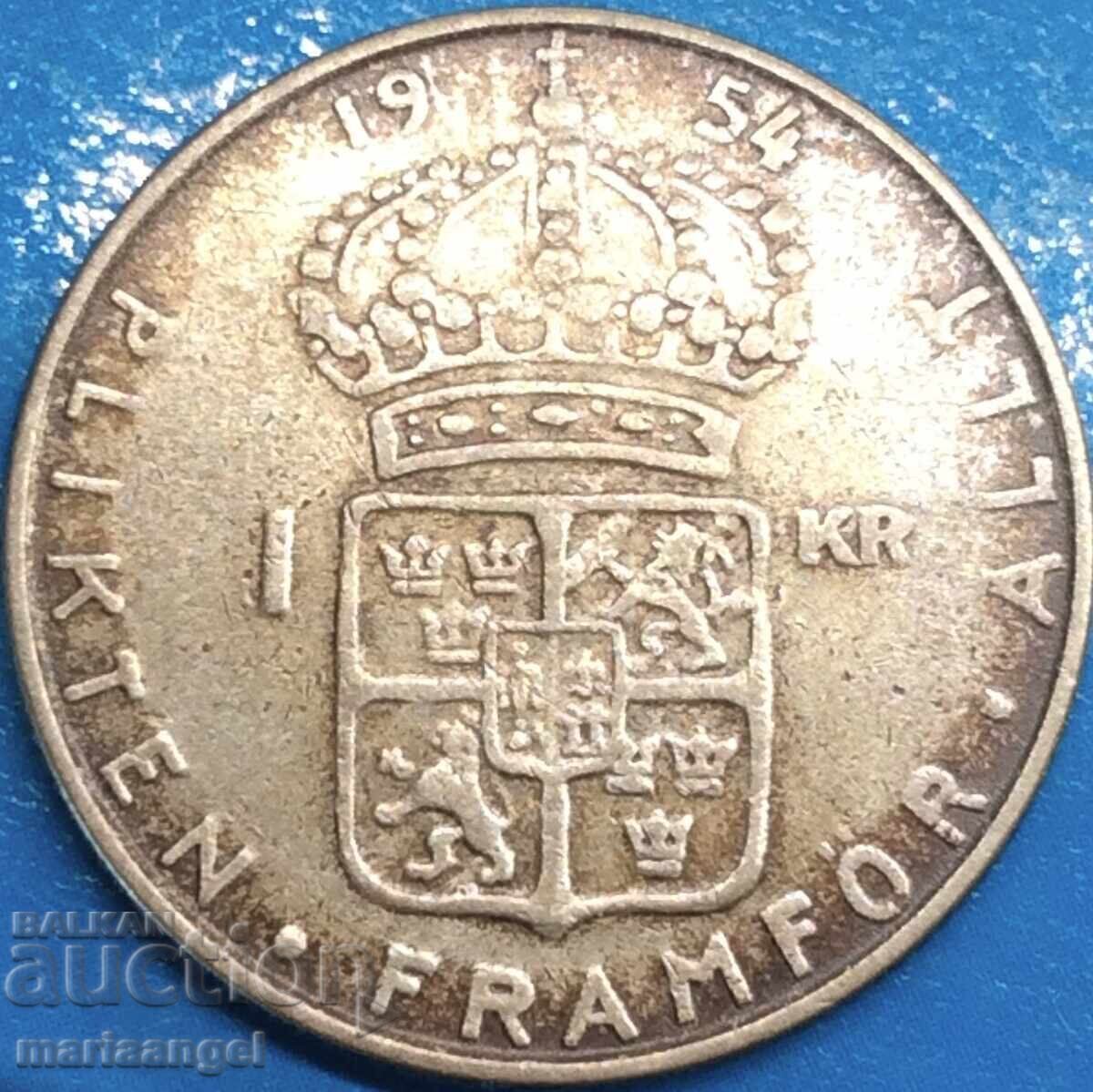 Delivery of Sweden 1 Krone 1954 25mm Silver Gustav VI Adolf Patina Delivery of Sweden 1 Krone 1954 25mm Silver Gustav VI Adolf Patina