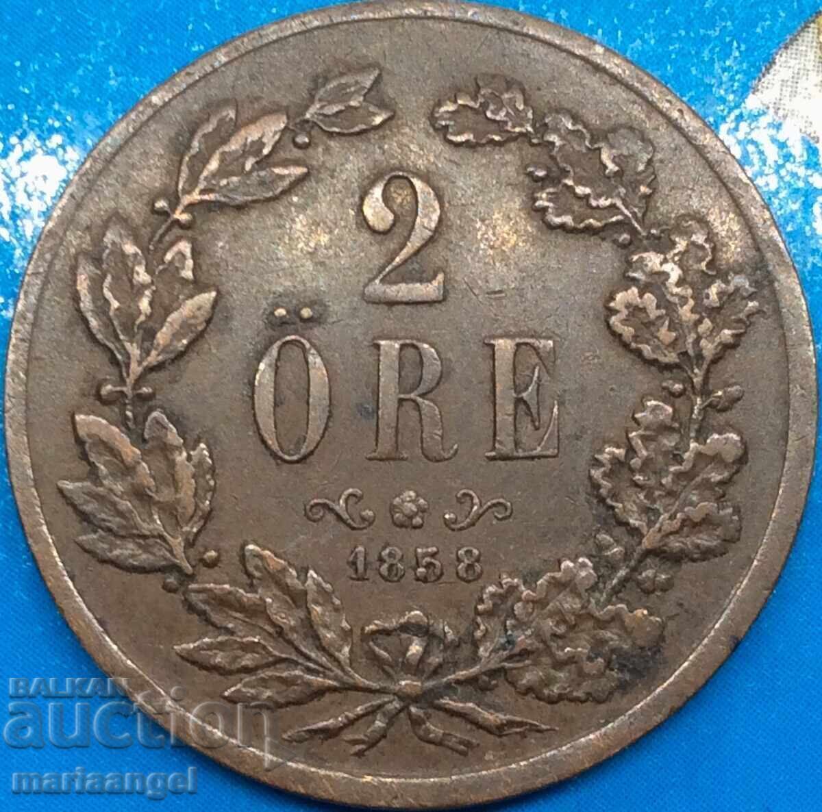 Licitație Suedia 2 Anul trecut 1858 Regele Oscar med Licitație Suedia 2 Anul trecut 1858 Regele Oscar med