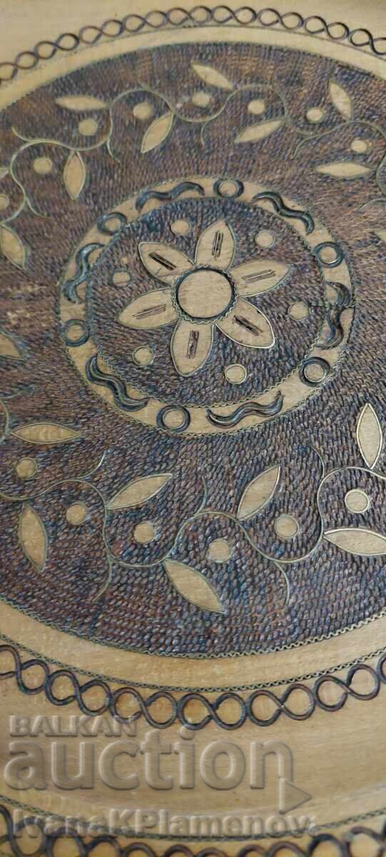 Wooden panel inlaid with brass for connoisseurs, 30cm - 6