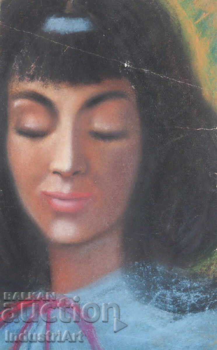 Δημοπρασία Παλιό όμορφο παστέλ σχέδιο γυναικείου πορτρέτου