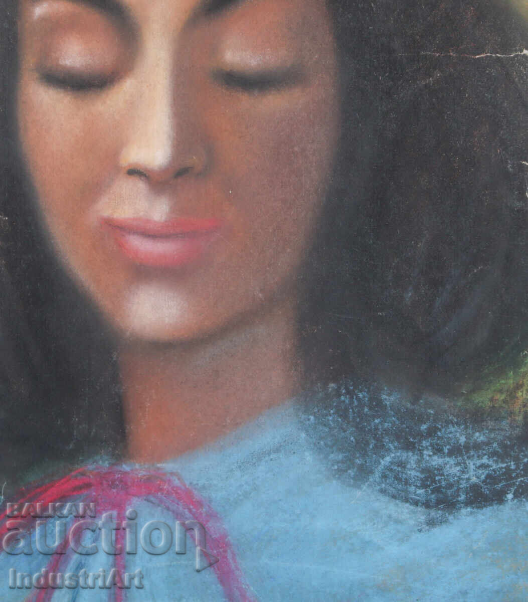 Παλιό όμορφο παστέλ σχέδιο γυναικείου πορτρέτου - 5