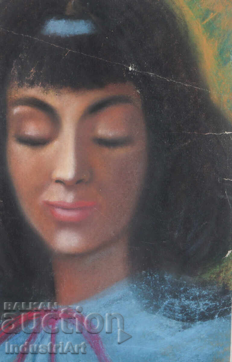 Παλιό όμορφο παστέλ σχέδιο γυναικείου πορτρέτου