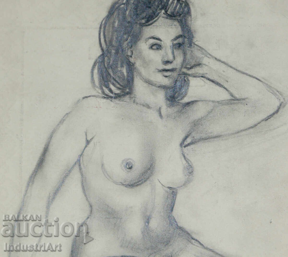 Παράδοση Παλιό όμορφο σχέδιο μολυβιού γυναικείο πορτρέτο γυμνό σώμα
