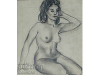 Desen vechi, frumos, creion, portret feminin, corp gol