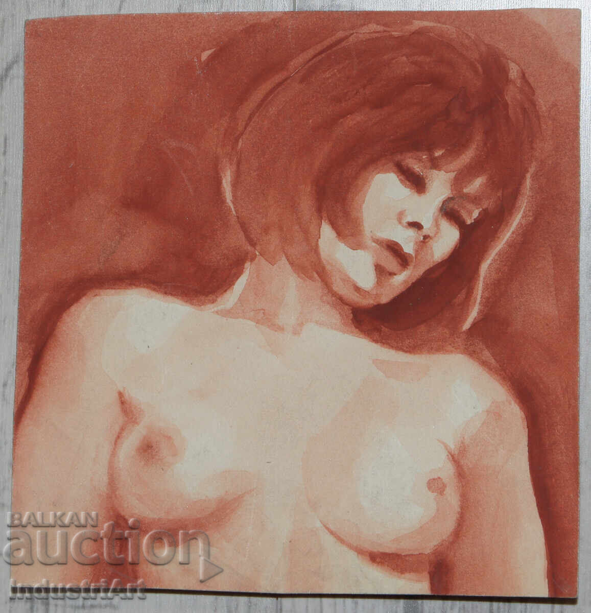 Еротична картина акварел женски портрет голо тяло с цена 100.00 лв. | € 51.13