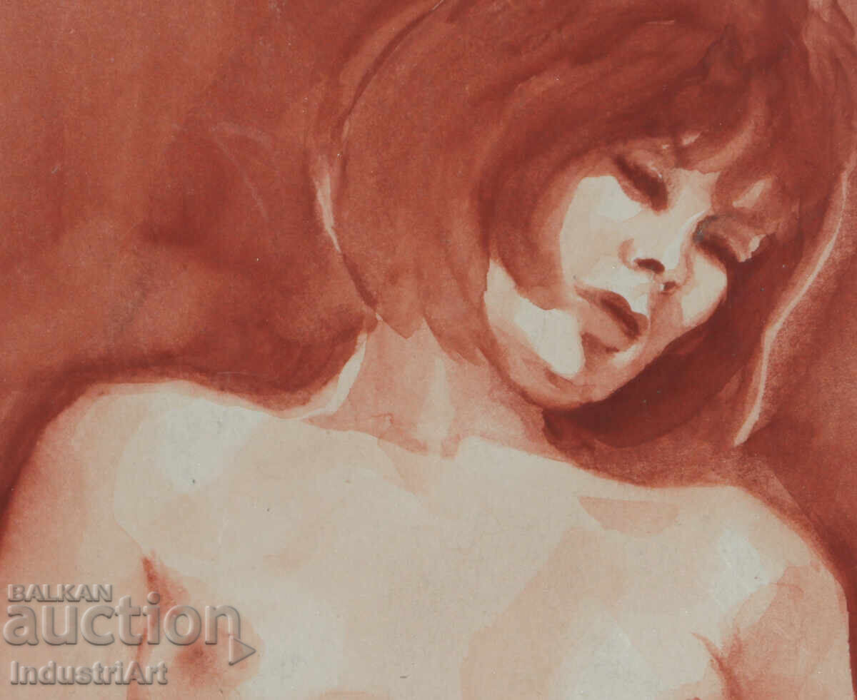 Доставка на Еротична картина акварел женски портрет голо тяло