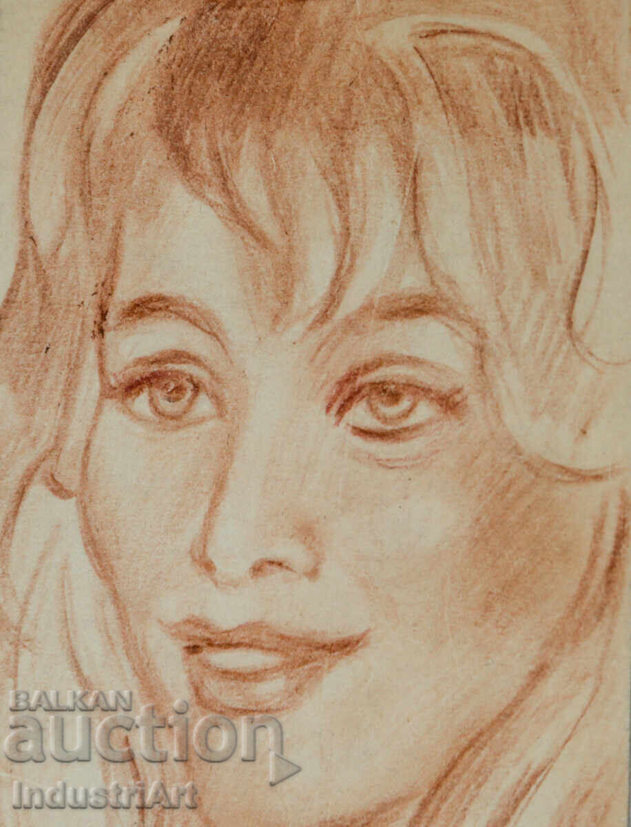 Παράδοση Παλιό όμορφο παστέλ σχέδιο γυναικείου πορτρέτου