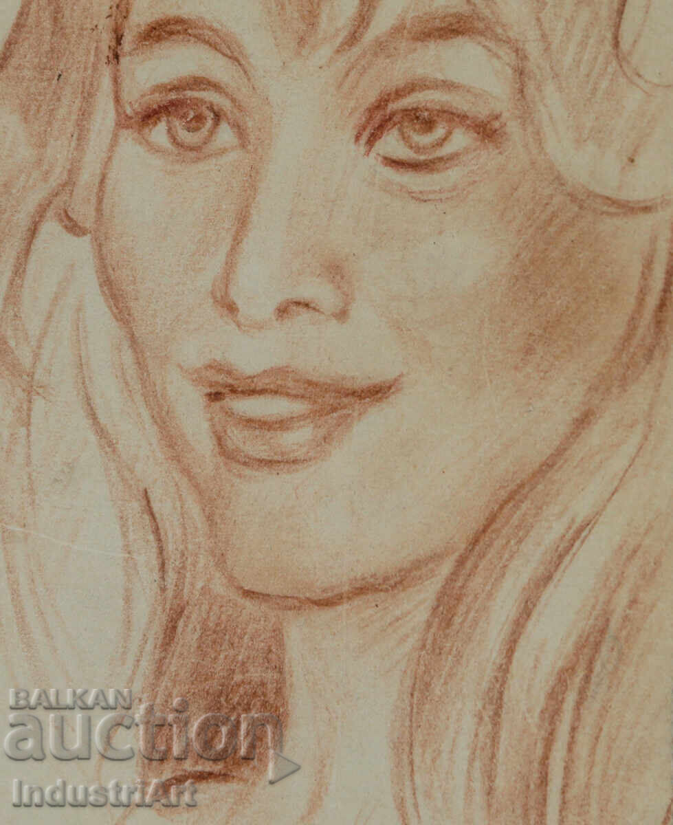 Παλιό όμορφο παστέλ σχέδιο γυναικείου πορτρέτου - 5