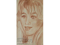 Desen vechi frumos pastel portret feminin