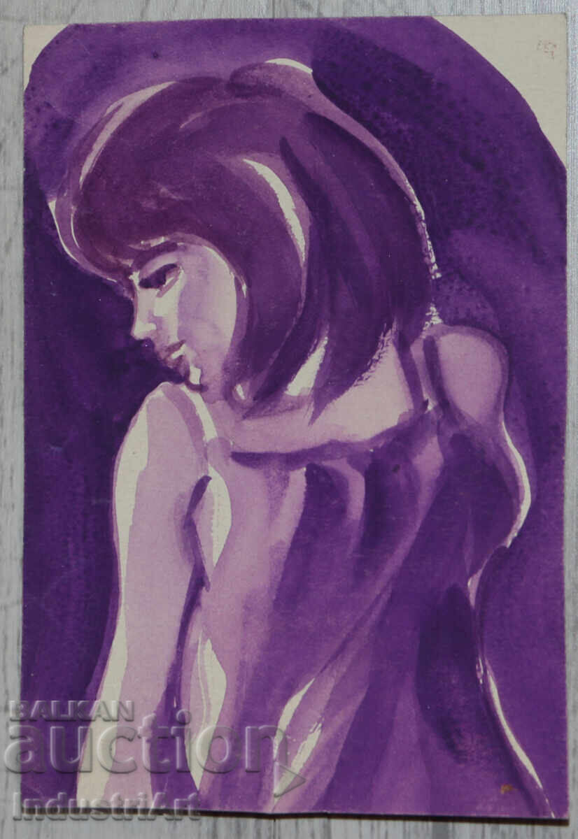 Ερωτική εικόνα ακουαρέλα γυναικείο πορτρέτο με τιμή 100.00 BGN | € 51.13