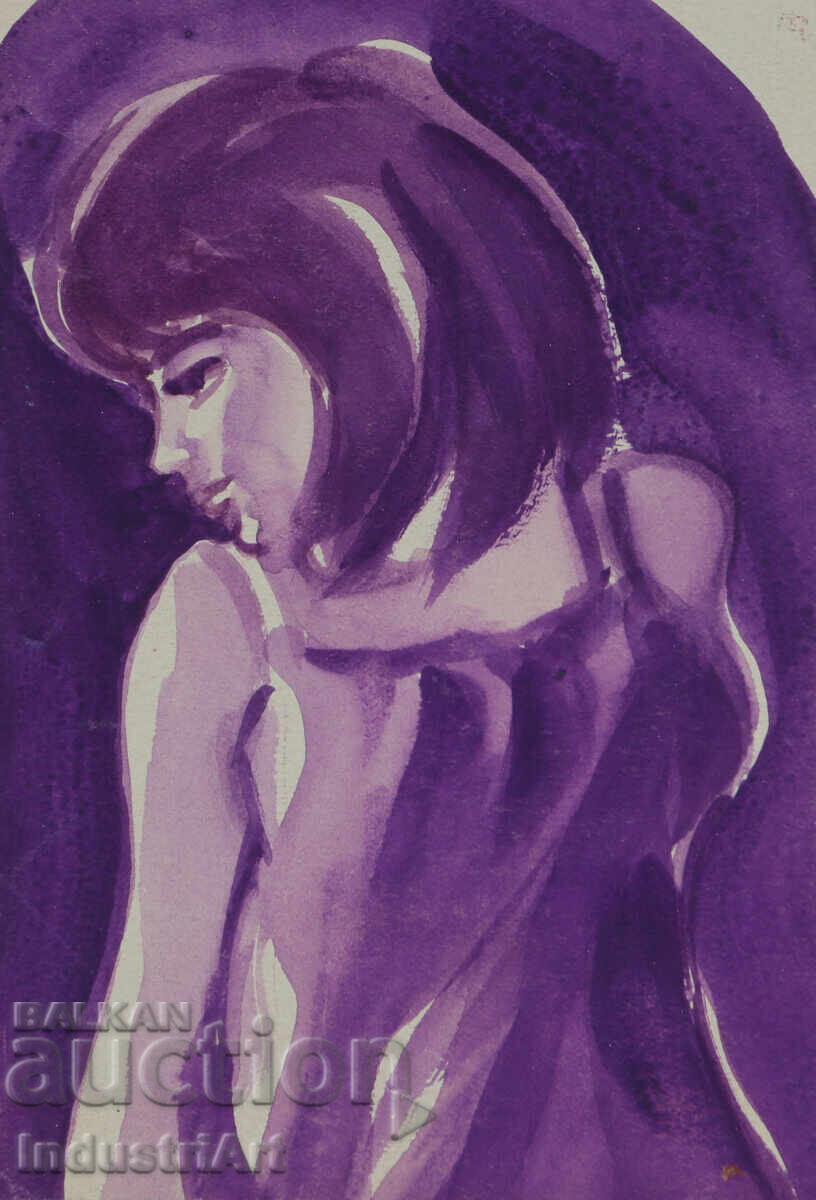 Ερωτική εικόνα ακουαρέλα γυναικείο πορτρέτο