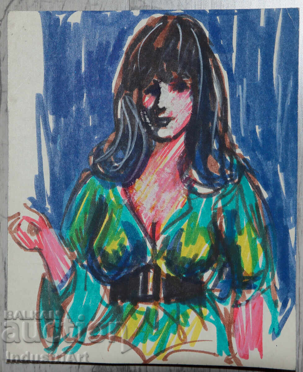 Tablou acuarelă portret feminin cu preț 100.00 BGN | € 51.13