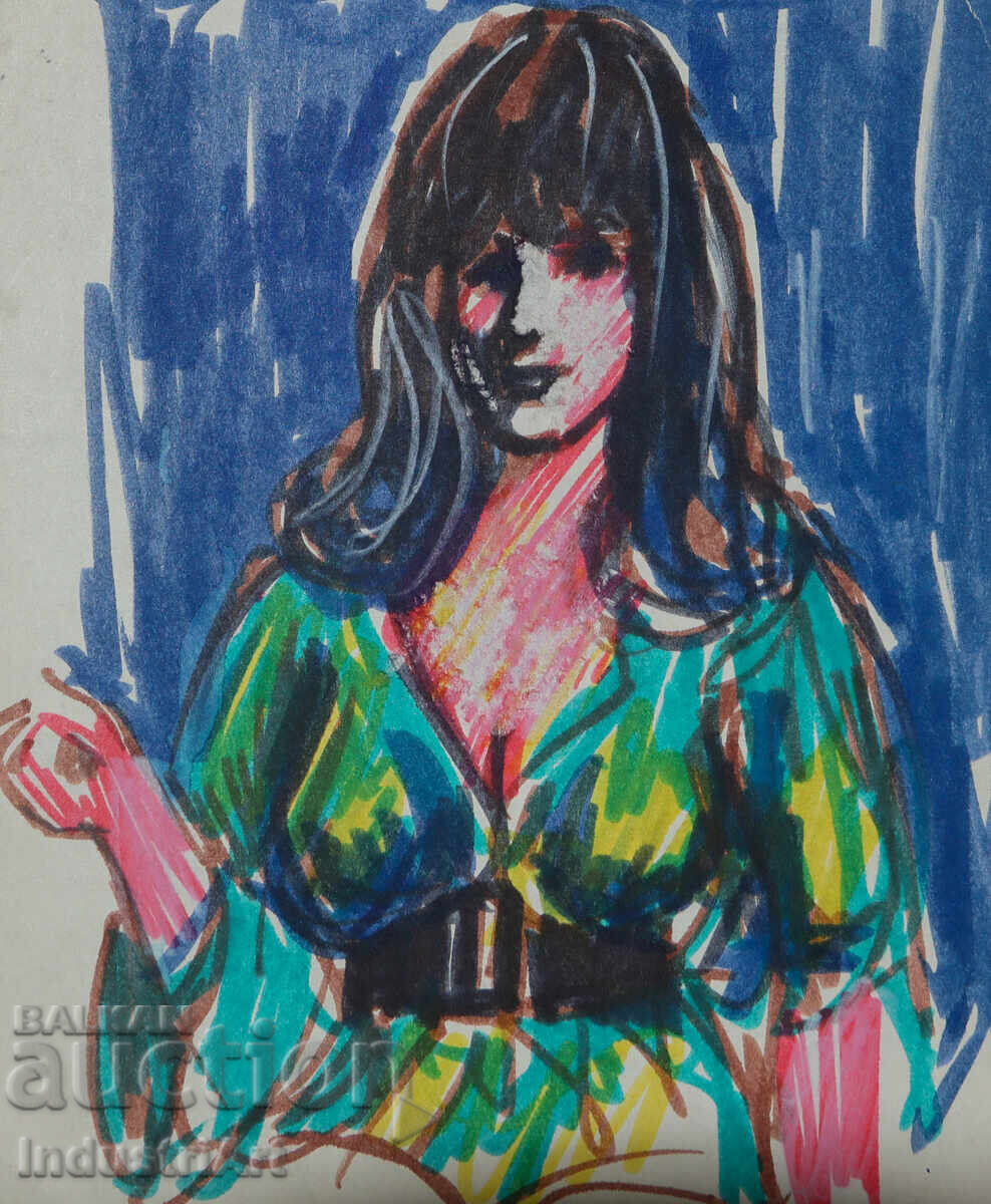 Tablou acuarelă portret feminin