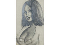 Beautiful pencil drawing of a female portrait