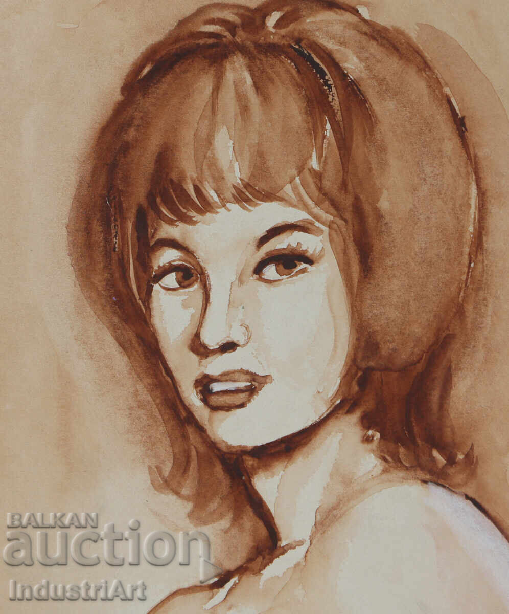 Доставка на Еротична картина акварел женски портрет голо тяло