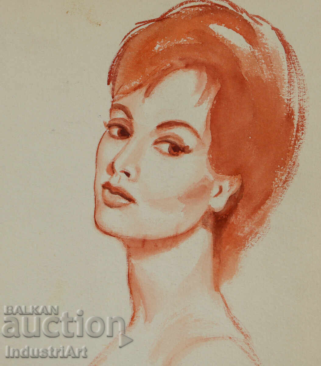 Delivery of Erotic watercolor painting female portrait nude body