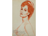 Erotic watercolor painting female portrait nude body